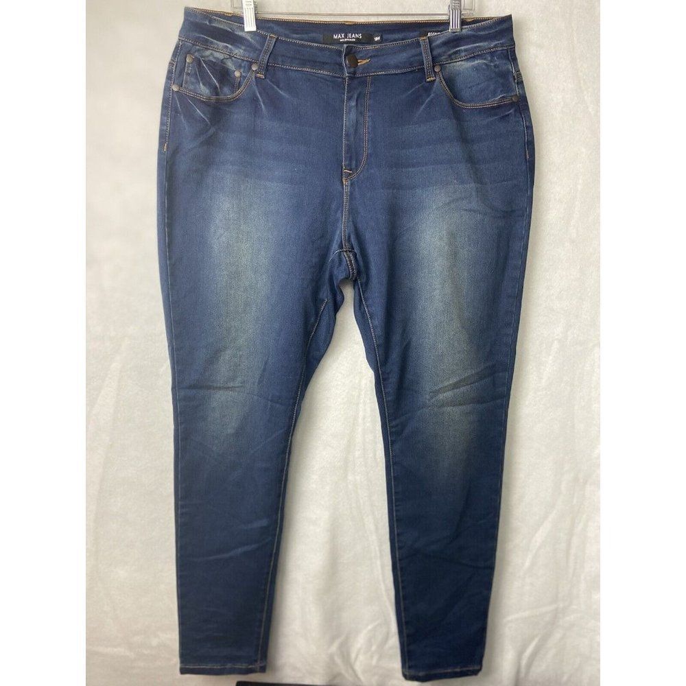 Max Womens Jegging Blue Jeans Blue Skinny Med Wash Fade Size 18W